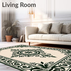 Ornate Dark Green Classic Patterned Rug