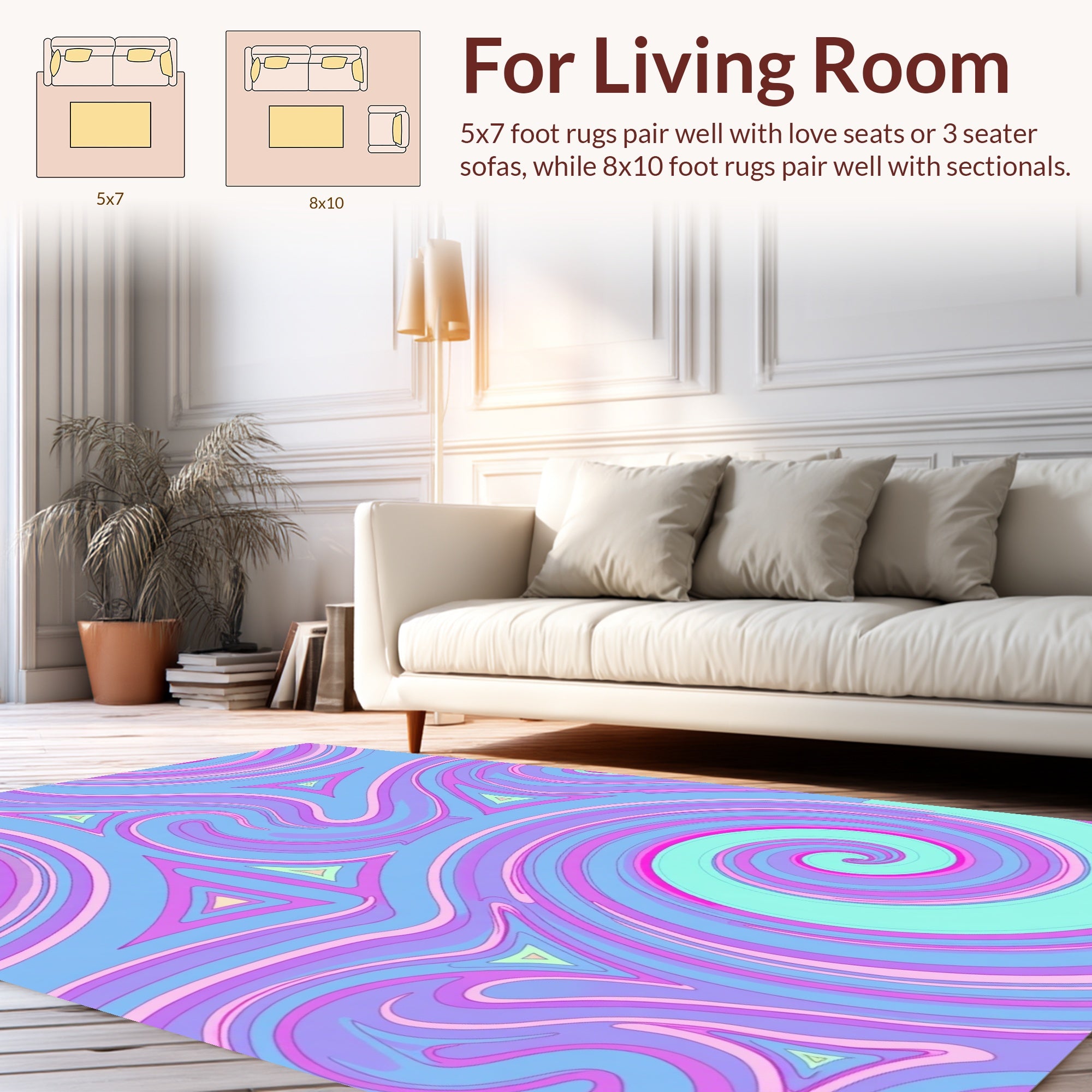 Pastel Swirls Triangles Pattern Rug