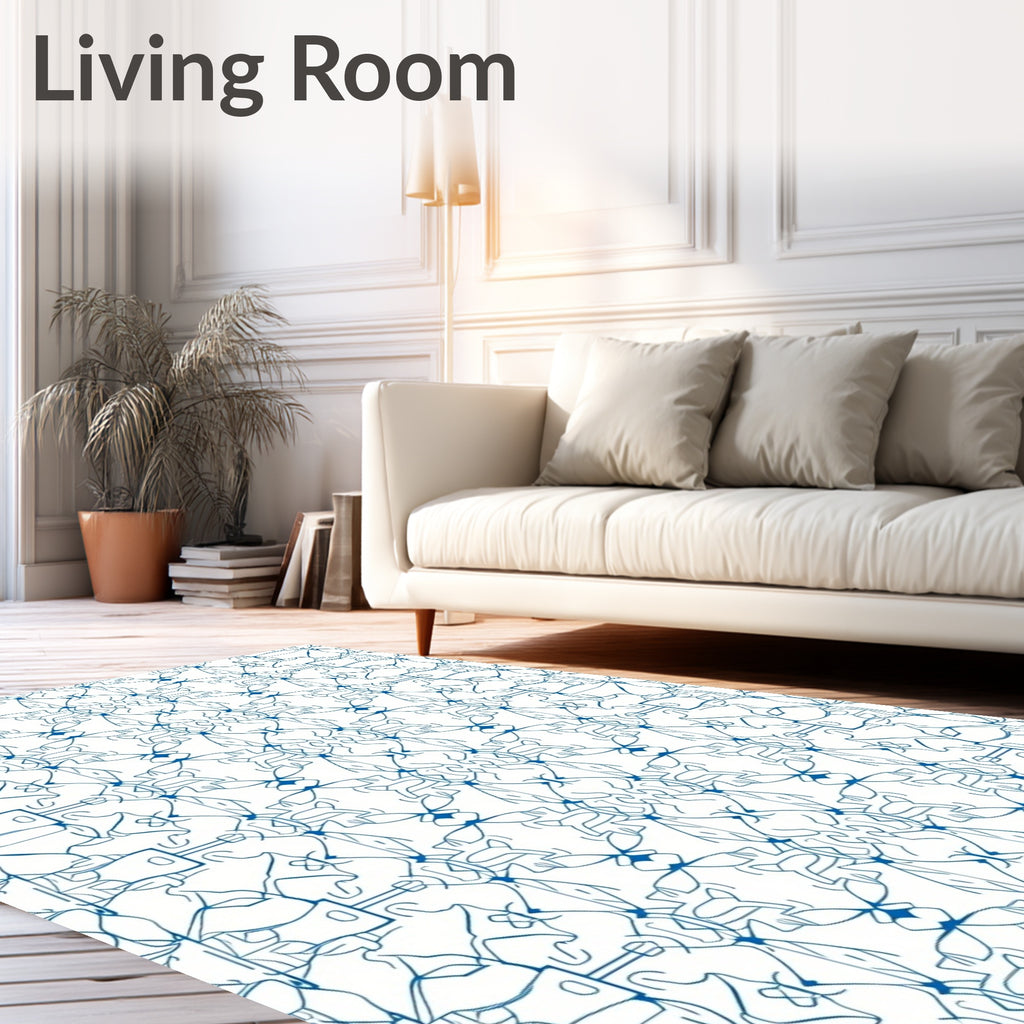 Blue Linear Symmetry Abstract Deco Rug
