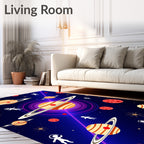 Cosmic Planets Astronauts Starry Design Rug