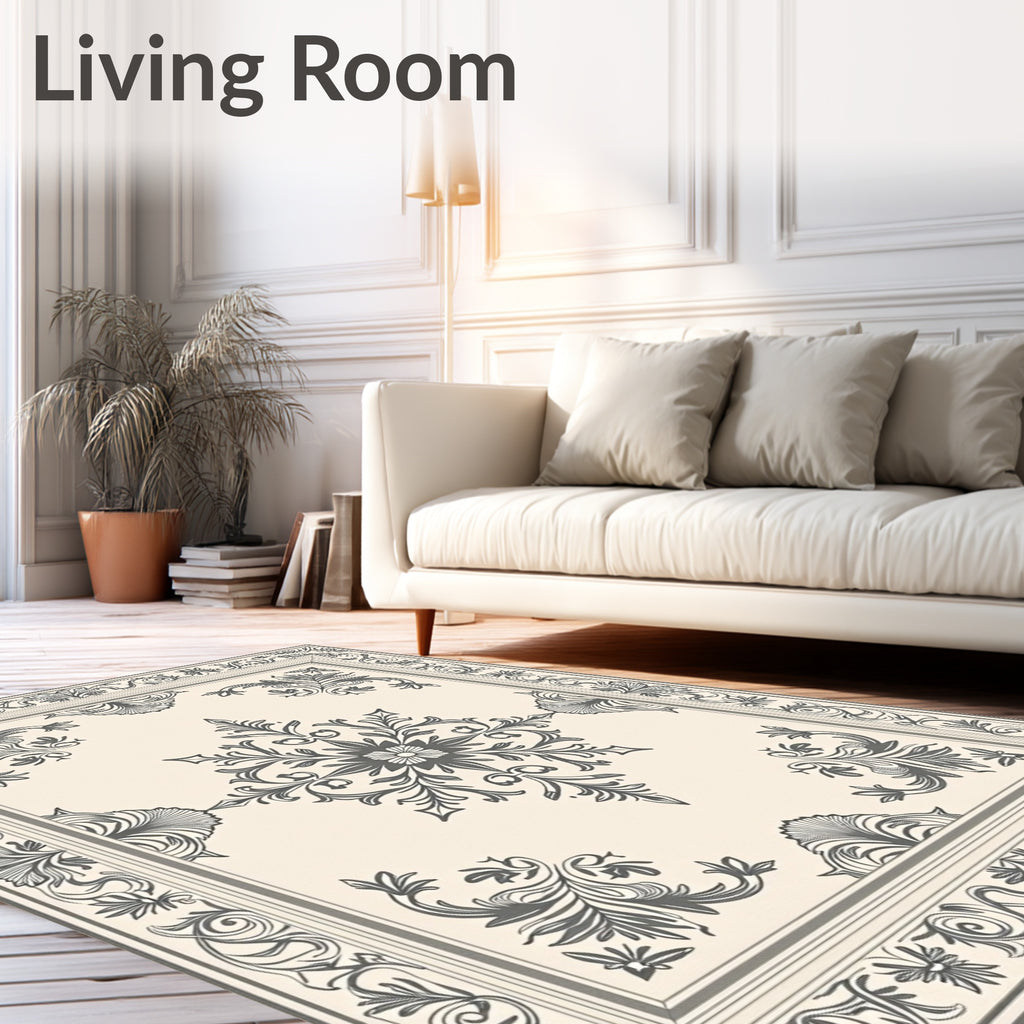 Classic Floral Motif Border Design Rug