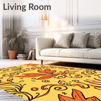 Orange Leaf and Swirl Pattern Rug
