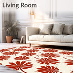 Radiant Red Fan Leaf Pattern Rug