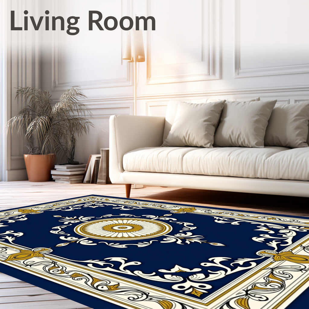 Inlay Floral Medallion Pattern Rug
