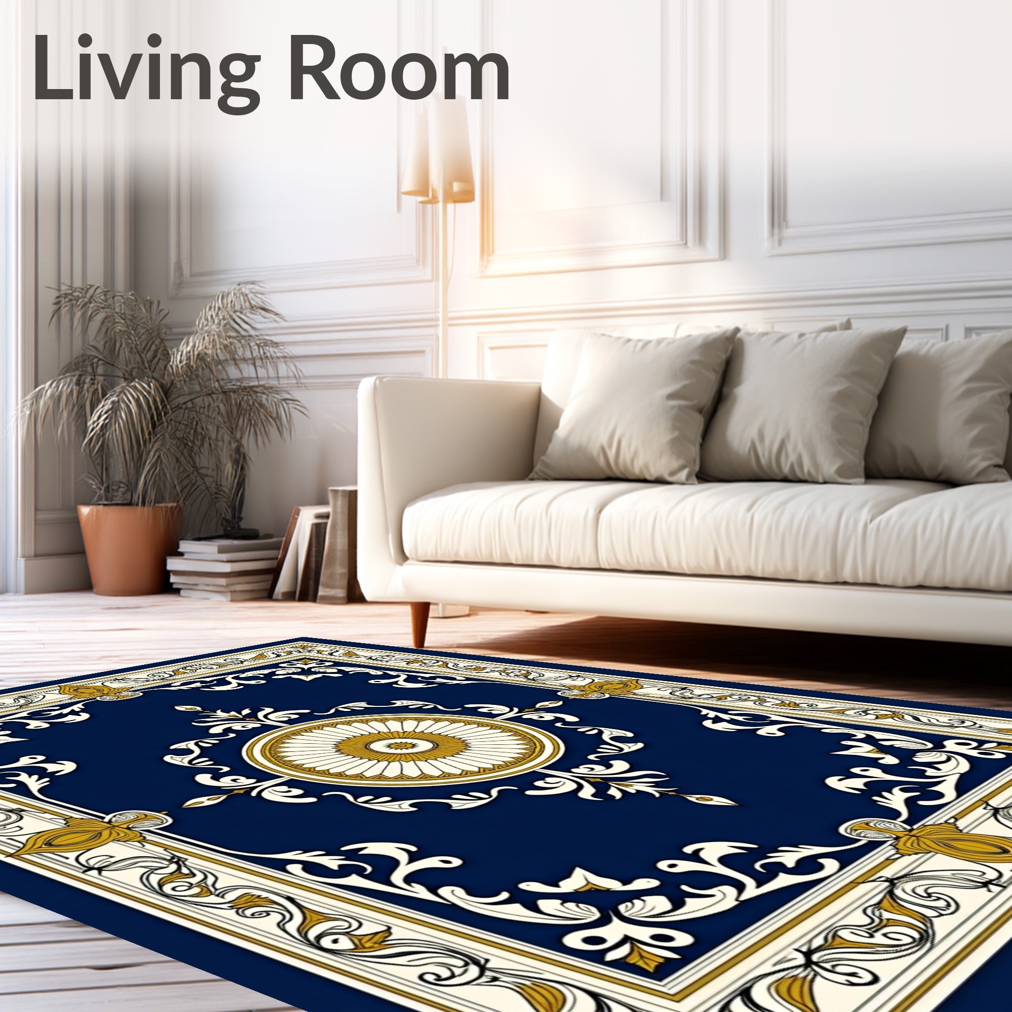 Inlay Floral Medallion Pattern Rug