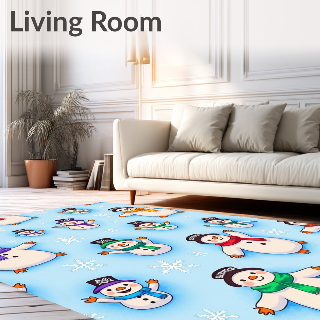 Happy Snowman Winter Pattern Rug