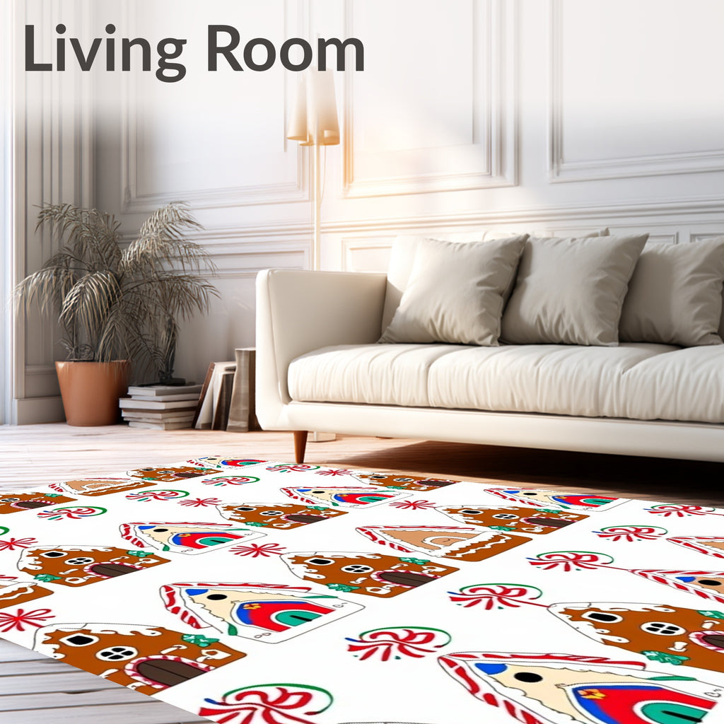 Whimsical Gingerbread House Candy Swirl Rug