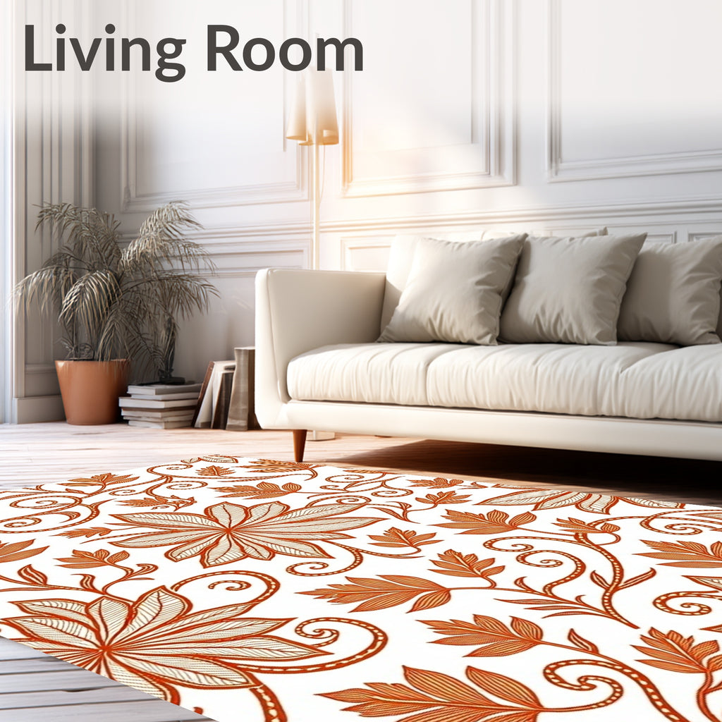 Ornate Leafy Vine Pattern Design Rug