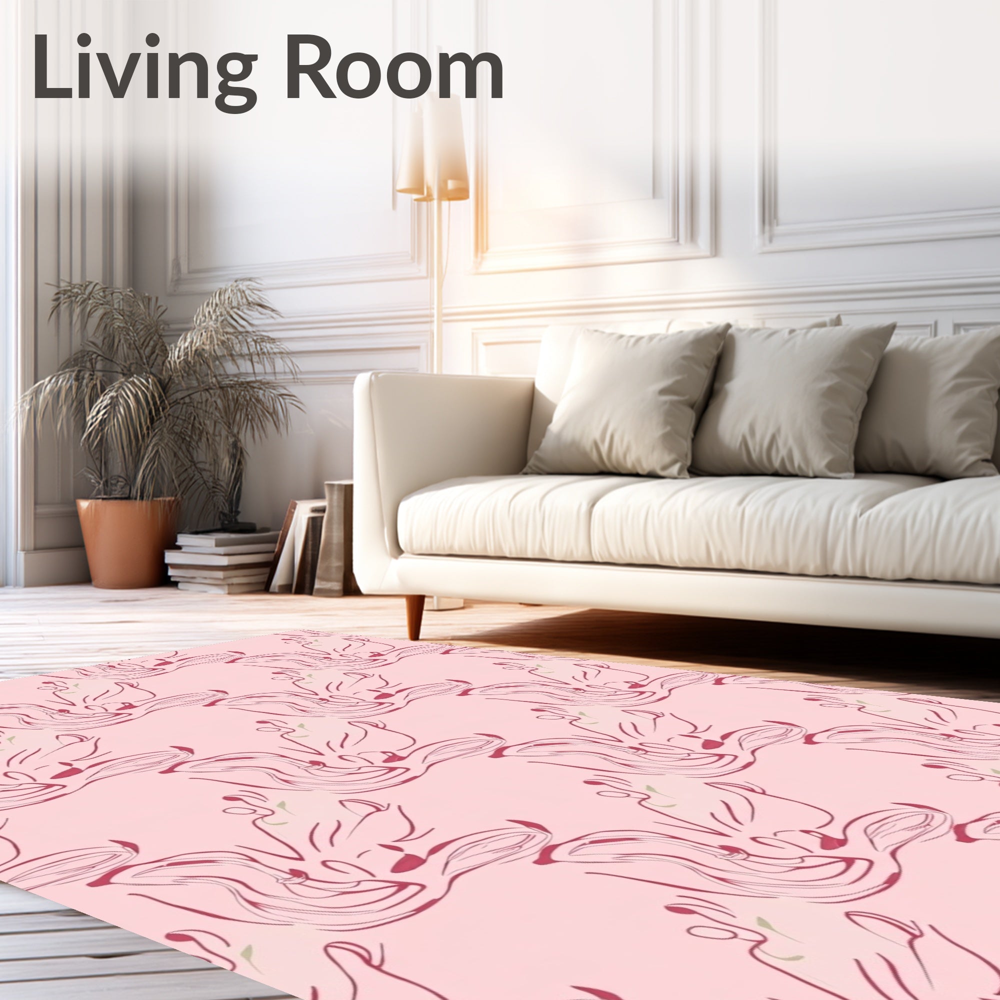 Abstract Figure Outline Pink Rug