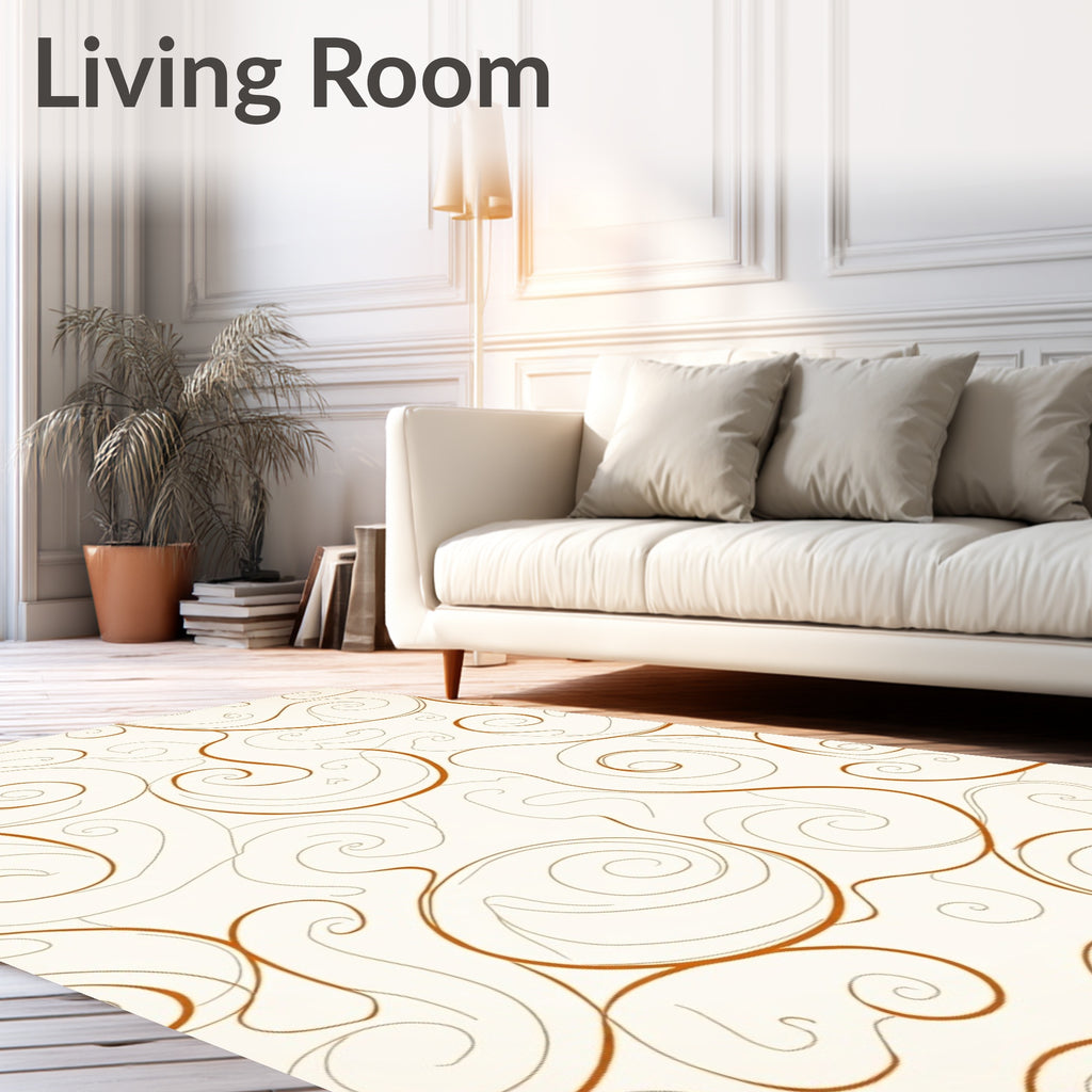 Classic Swirl Patterned Copper Lines Rug