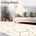 Classic Swirl Patterned Copper Lines Rug