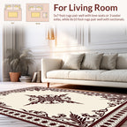 Elegant Burgundy Scrollwork Floral Rug