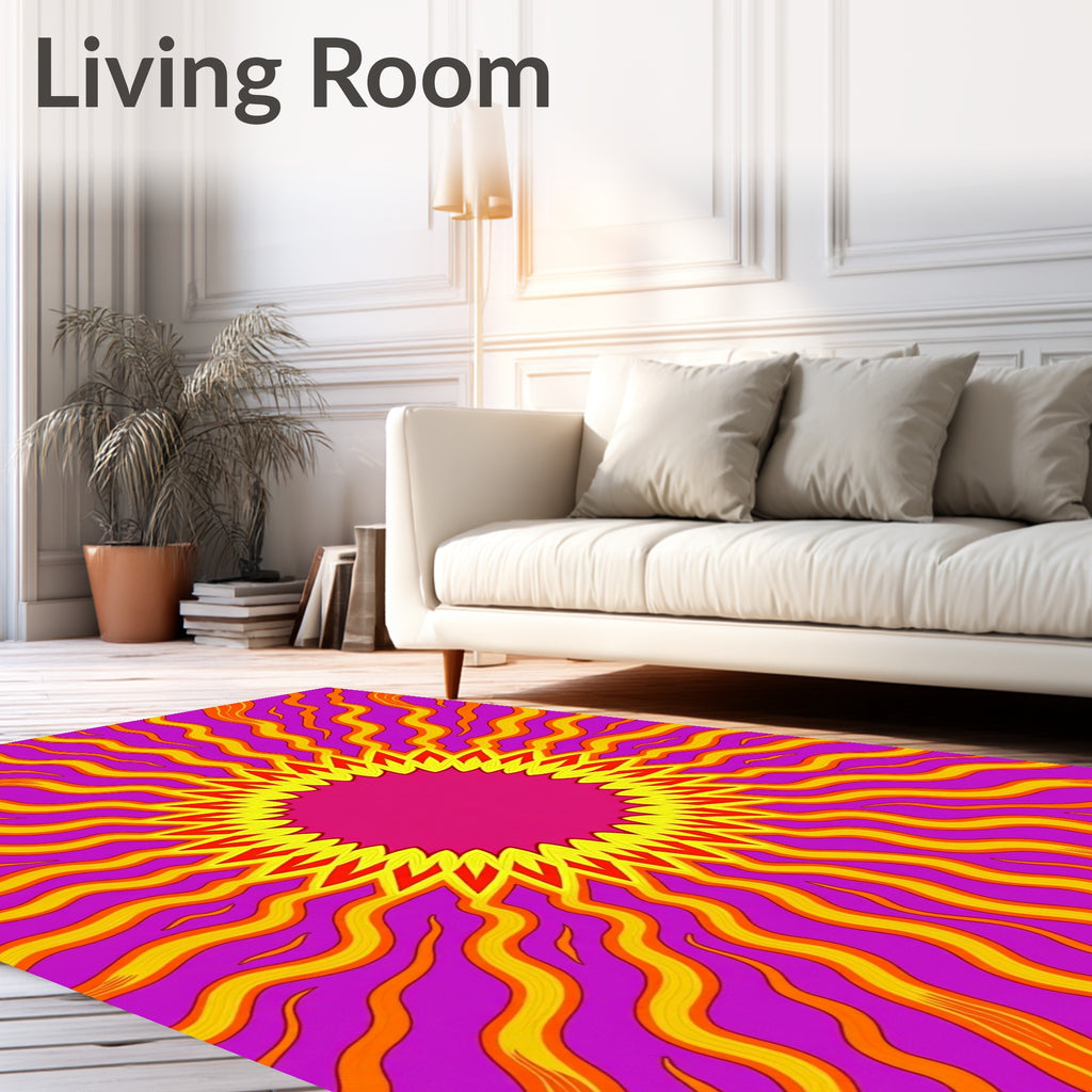 Radiant Sunburst Psychedelic Waves Rug