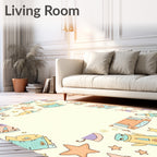 Whimsical Castle Star Pattern Design Rug