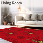 Classic Red Floral Petals Rug
