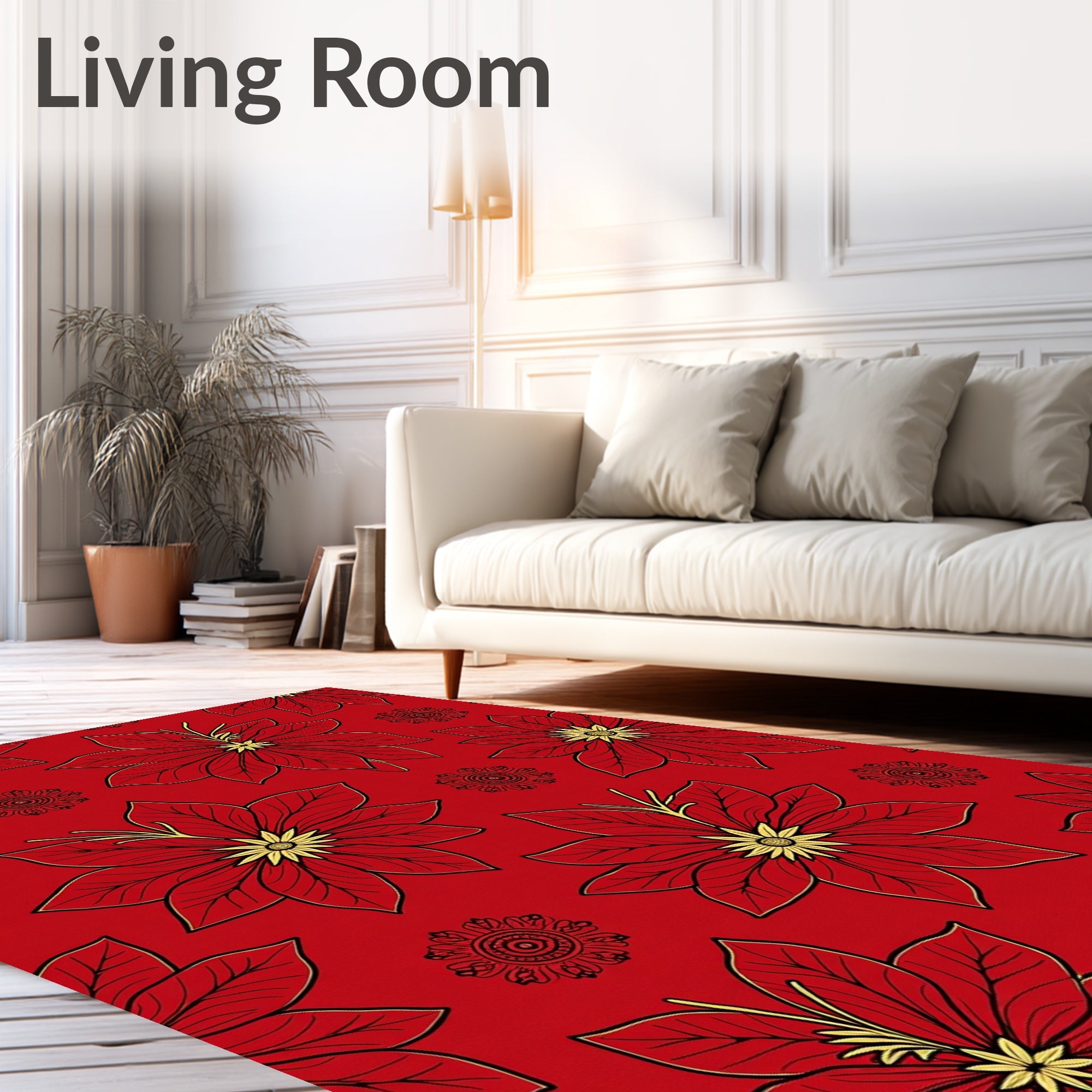 Classic Red Floral Petals Rug
