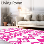 Modern Geometric Pink Tribal Rug