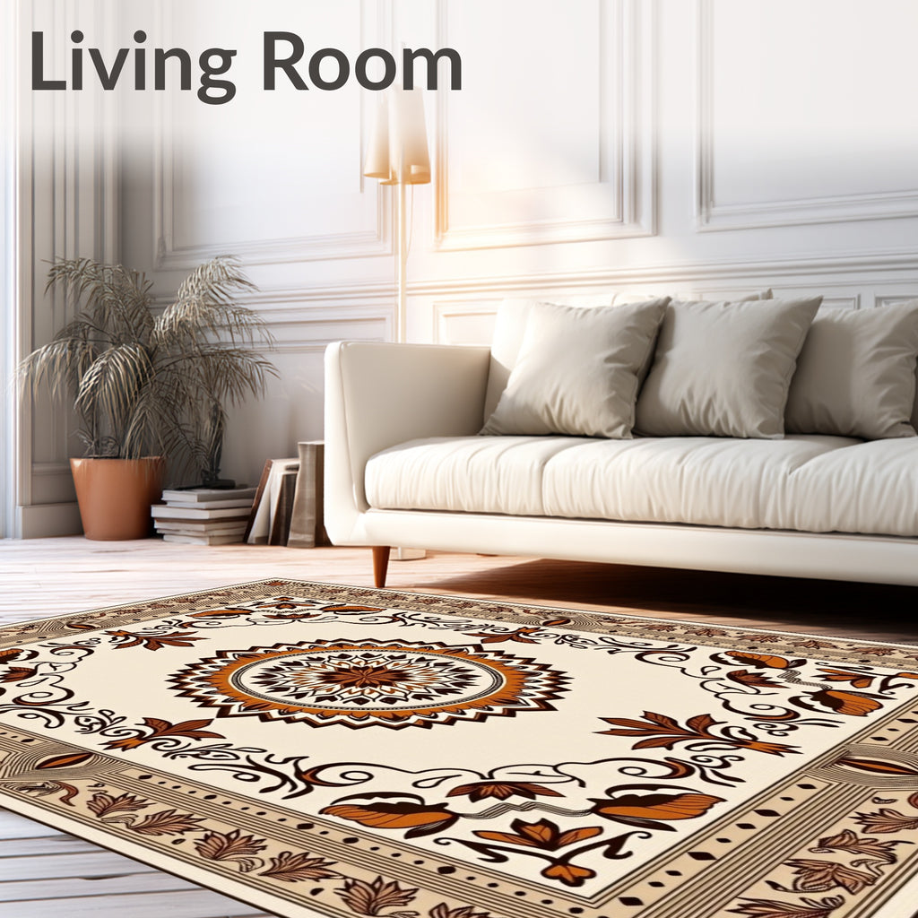 Classic Mandala Floral Border Rug