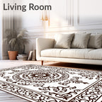 Intricate Scrollwork Floral Border Design Rug