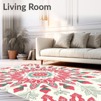 Coral Teal Floral Sunburst Rug