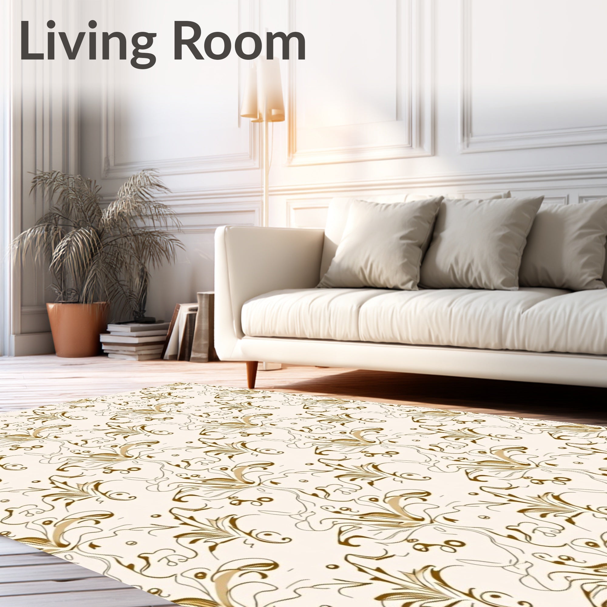 Elegant Scroll Leaf Pattern Design Rug