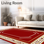 Classic Red And Gold Geometric Rug