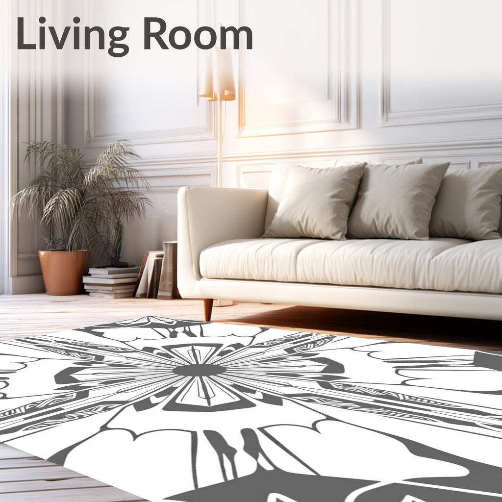 Art Deco Radial Sunburst Pattern Rug