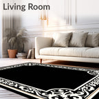 Elegant Floral Swirl Decorative Border Rug