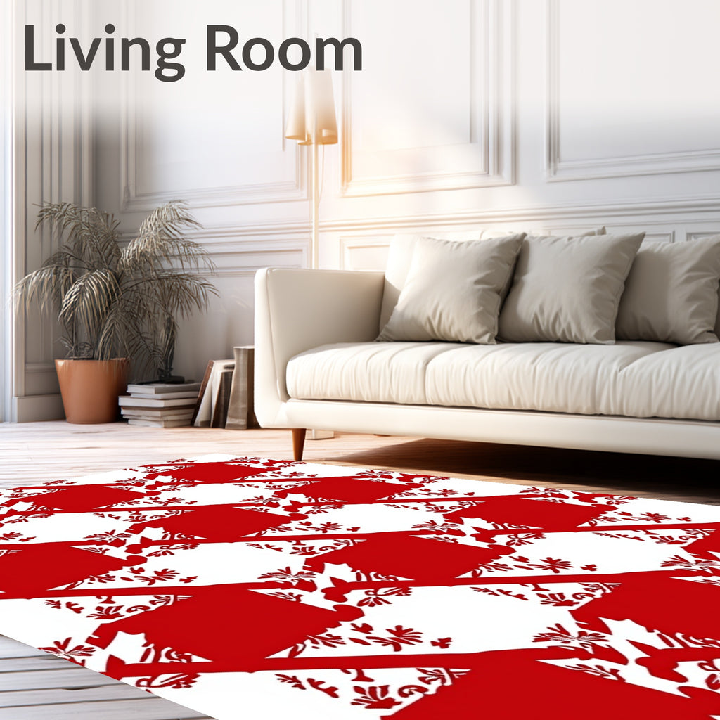 Classic Houndstooth Floral Pattern Rug