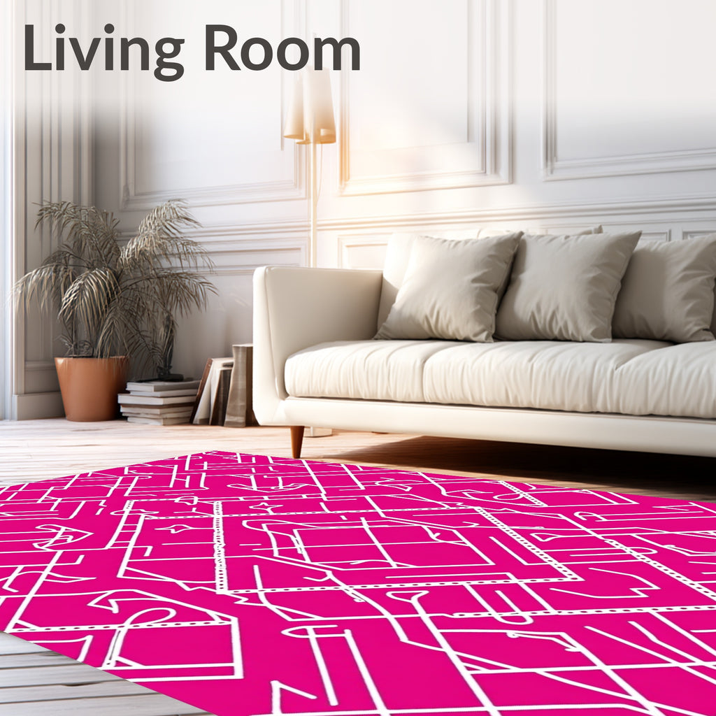 White Lines Geometric Pattern Rug