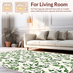 Green Botanical Leaf Pattern Rug