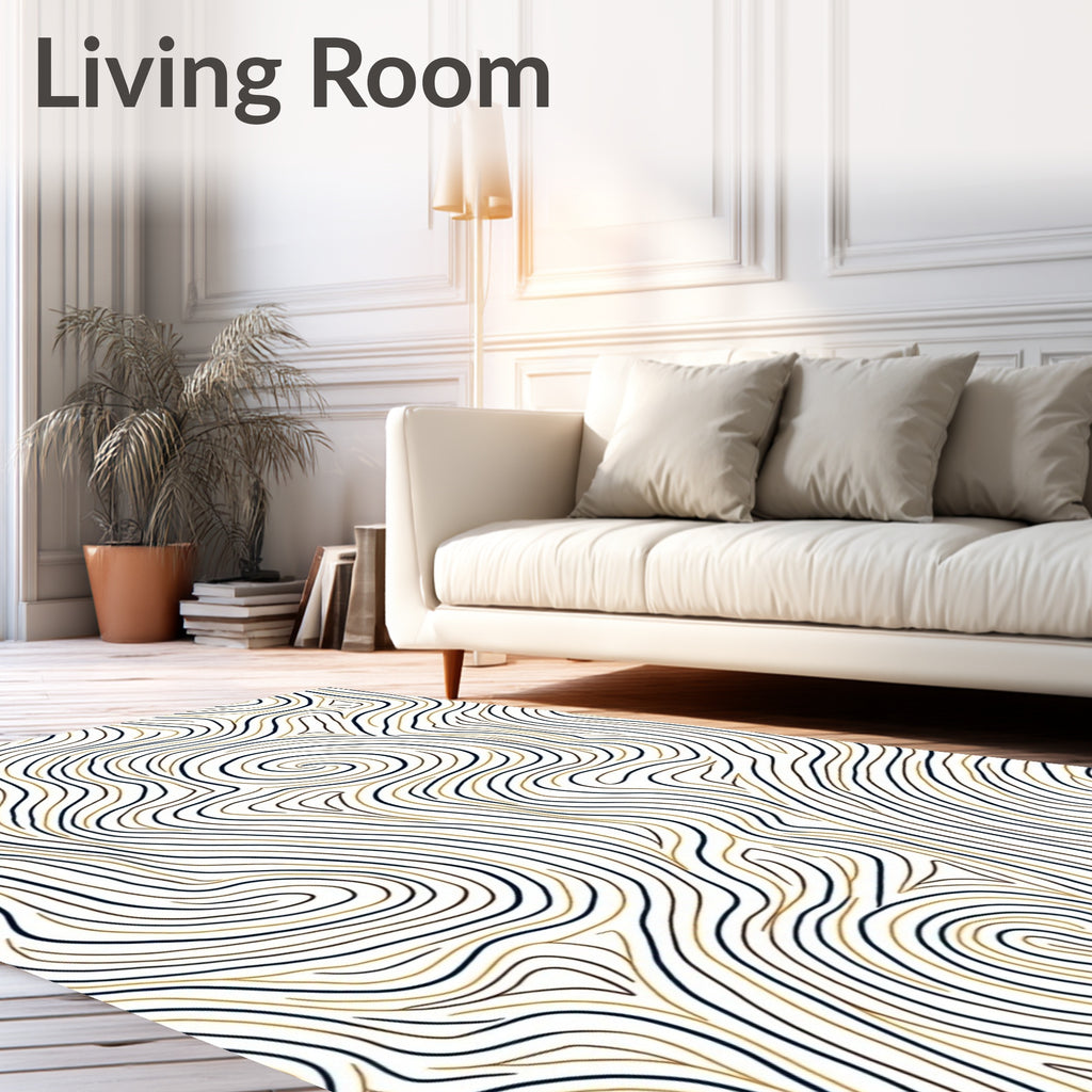 Abstract Wavy Line Pattern Rug