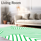 Green Hand Drawn Linear Abstract Rug