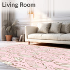 Delicate Feather Line Art Pattern Rug