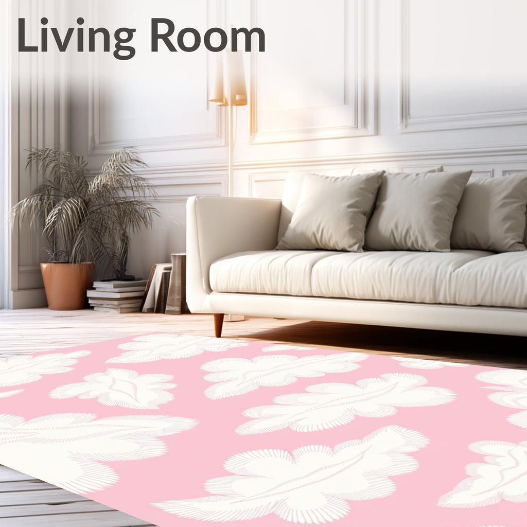 Whimsical Cloud Pattern Pink Rug