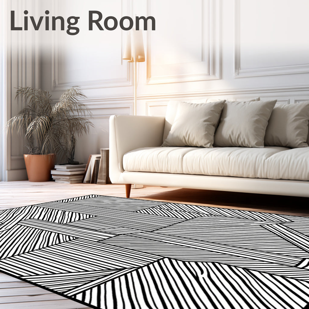 Abstract Striped Geometric Fragment Rug