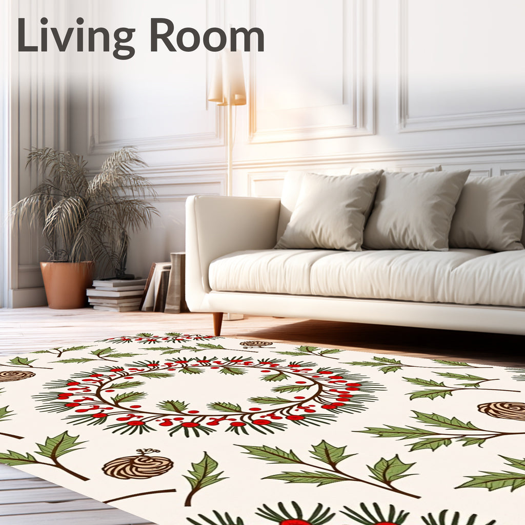 Holly Berry Festive Pattern Rug
