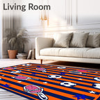 Sporty Objects On Striped Background Rug