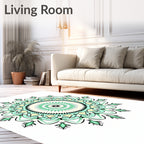 Radiant Mint And Yellow Mandala Design Rug