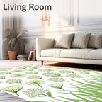 Pale Green Floral Pattern Design Rug