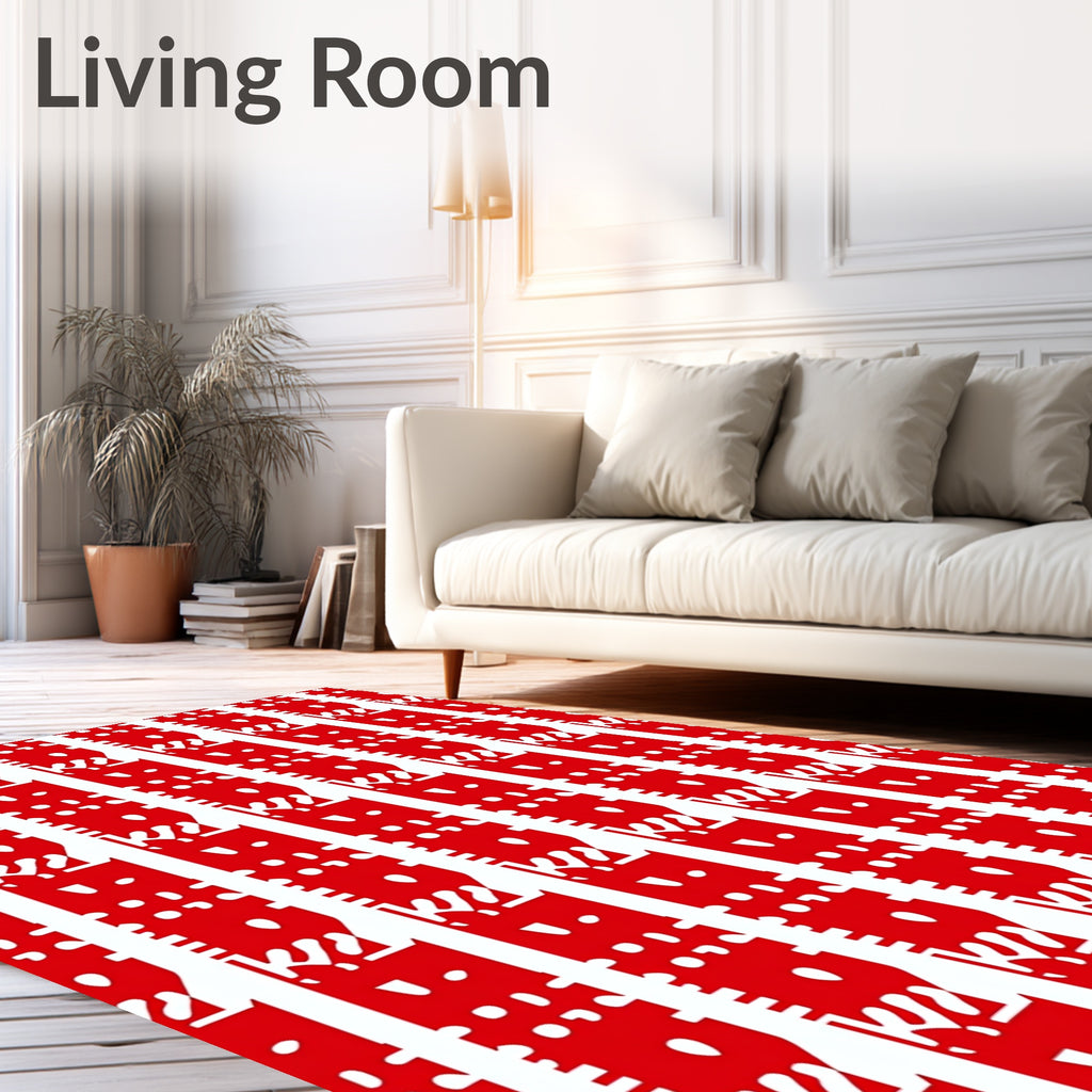 Bold Red Vertical Stripe Pattern Rug