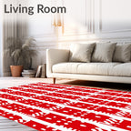 Bold Red Vertical Stripe Pattern Rug