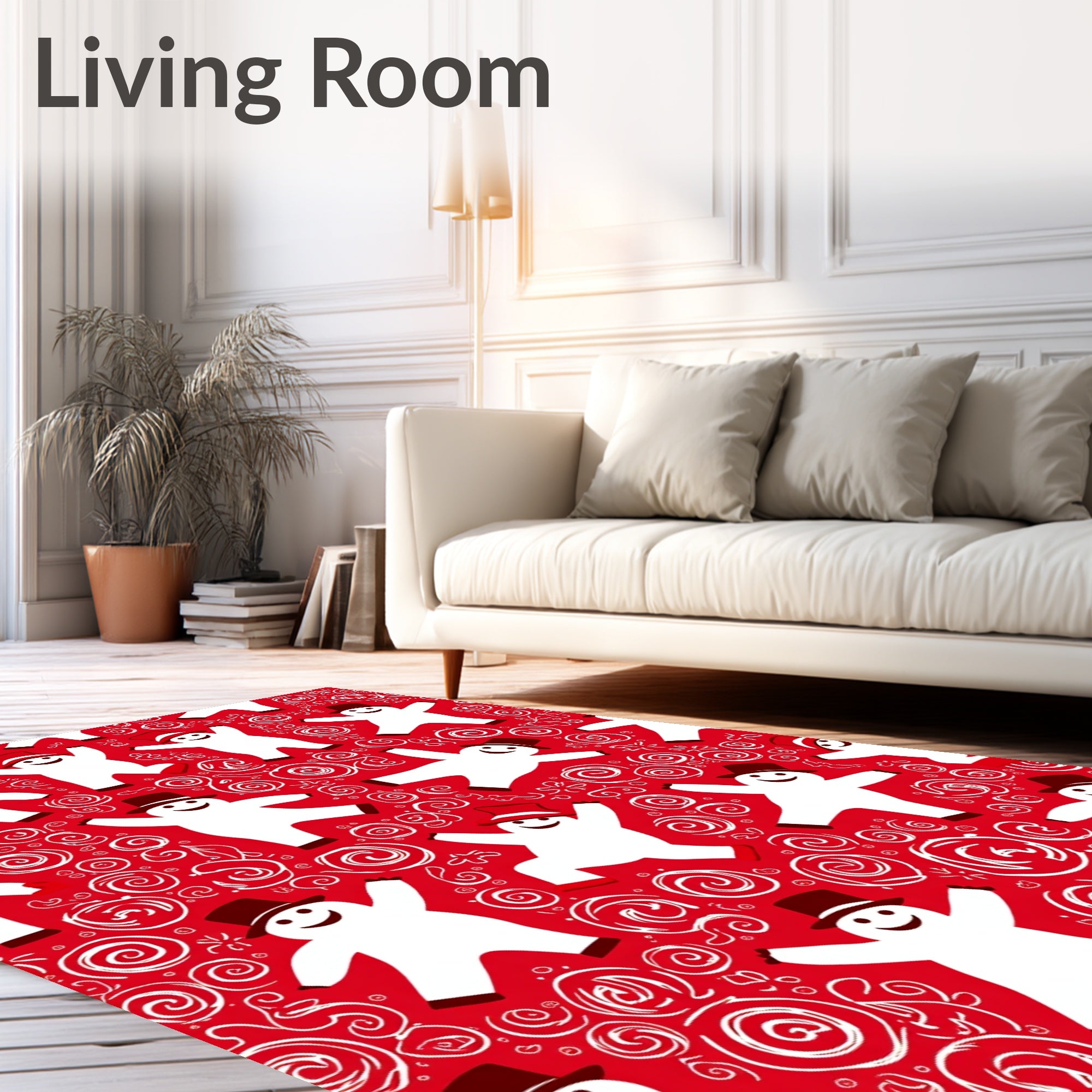 Holiday Snowmen Swirl Pattern Rug