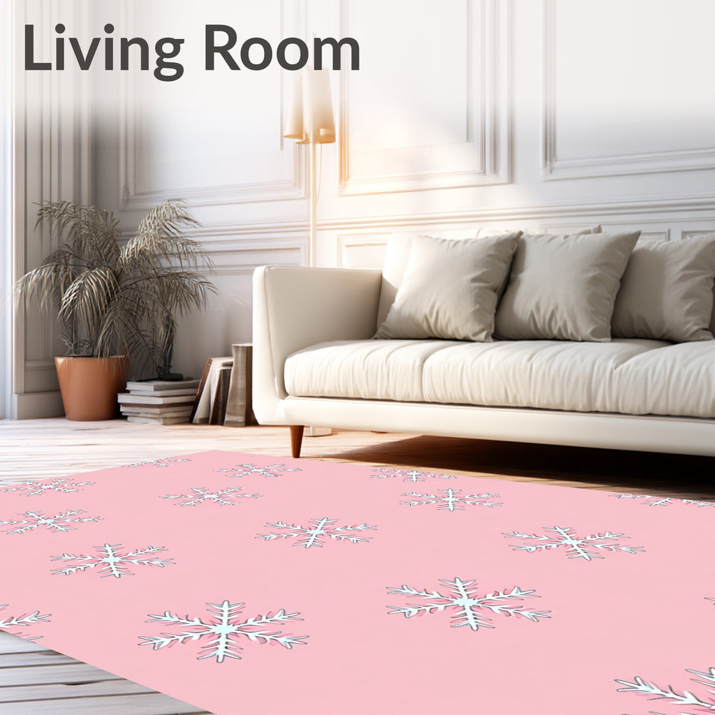 Pink Snowflake Pattern Rug