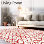 Bold Red Geometric Lattice Pattern Rug