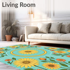 Yellow Orange Floral Garden Design Rug