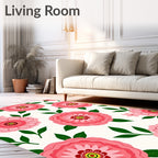 Pink Floral Pattern Illustration Rug