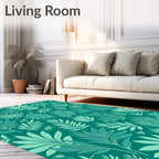 Emerald Tropical Leaf Pattern Rug