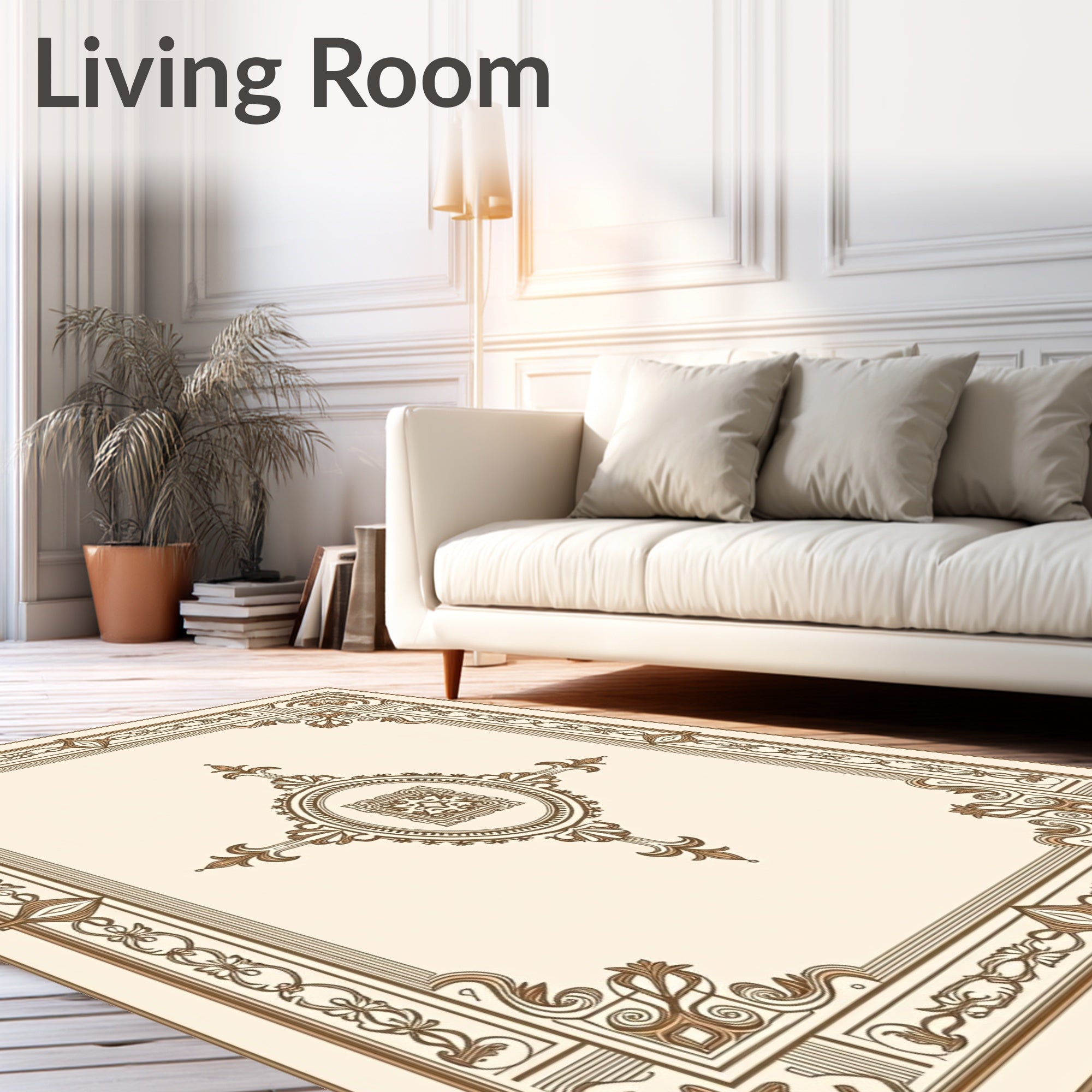 Ornate Floral Border Antique Design Rug