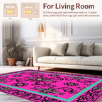 Vibrant Fuchsia Baroque Floral Design Rug